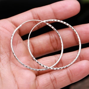 Modern Hoop Earrings, Big Hoop Earrings Set Silver Large Hoop Earrings , Statement Hoop, Huge Silver Hoops 40mm SJU 143
