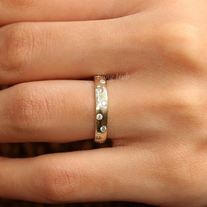 Flush Set Diamond Band 14K Gold Flush Set Wedding Band Round Cut Lab Grown Diamond Band For Women Stackable Wedding Band Anniversary Ring