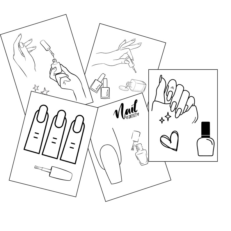 30 Page Nail Polish Coloring Book | Printable Nail Polish Coloring Pages | Instant Download ...