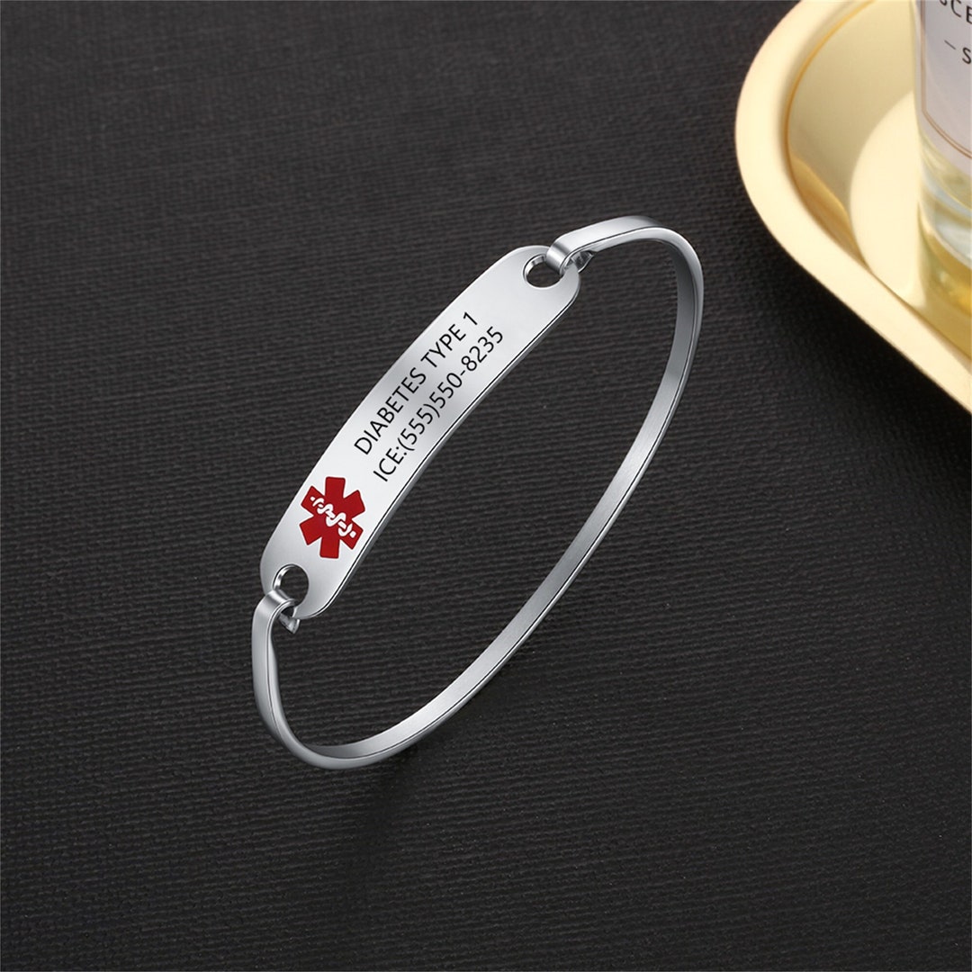 Waterproof Medical ID Bracelet Custom Engraved Medical Info Etsy