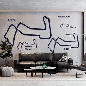 Marina Bay Street Circle Holzkarte Track-Kollektion | Kunstvoll montiert F1 Route | Authentisches Motorsport-Andenken in verschiedenen Größen