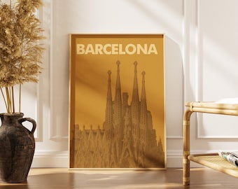 Vintage Sepia City Landmark Poster, Travel Decor, Framed or Unframed
