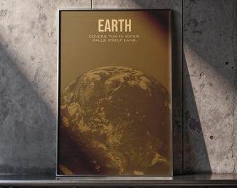 Vintage Planet Poster, Sepia Solar System Wall Art, Astronomy Decor