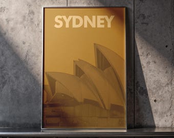 Sydney Opera House Print, Vintage Sepia Australia Travel Poster