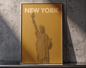 Statue of Liberty Print, Sepia New York Travel Poster