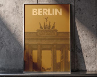 Berlin Travel Poster, Brandenburg Gate Sepia Print, Germany Wall Art