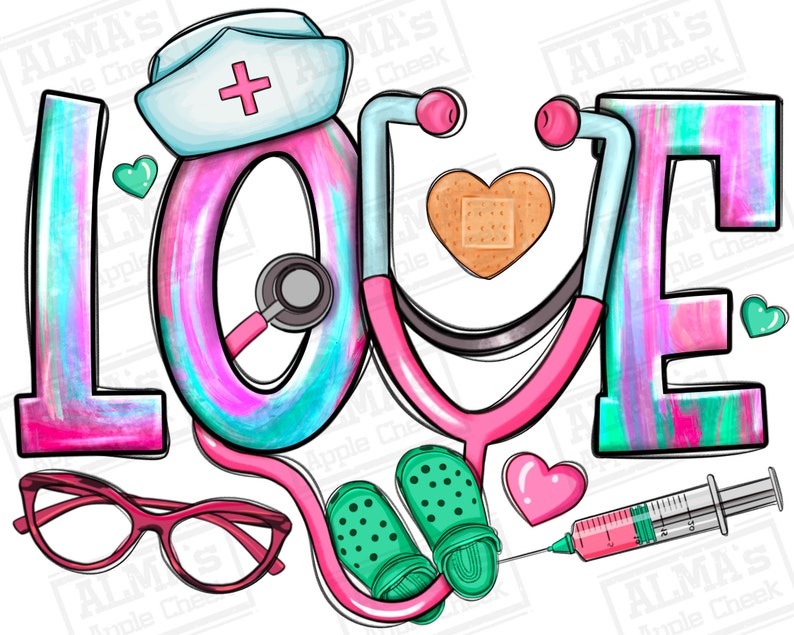 Love Nurse Png Sublimation Design Download, Nurse Life Png, Nurse Png ...