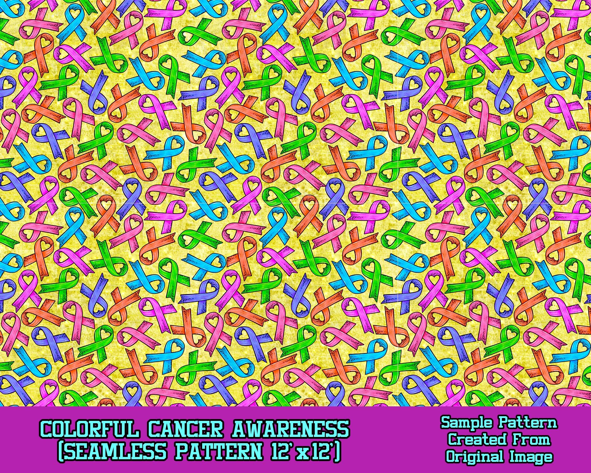 Colorful Cancer Awareness Seamless Pattern Digital Paper, Cancer ...