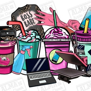 Small business boss babe coffee cups png, boss lady png, coffee cups png, business woman png, boss babe png, sublimate designs download