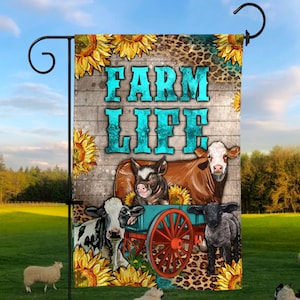 Farm life garden flag png sublimation design download, western garden flag png, animals garden flag png, sublimate designs download