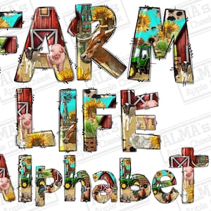 Pacote de arquivos png miniatura do alfabeto da vida na fazenda, letras de doodle de fazenda png, letras de fazenda png, amor de fazenda png, download de designs sublimados