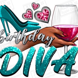 Birthday diva turquoise png sublimation design download, birthday party png, birthday queen png, birthday png, sublimate designs download