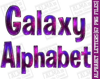 Galaxy alphabet bundle png, Galaxy doodle letters png, Galaxy letters png, Alphabet Letters png, sublimate designs download