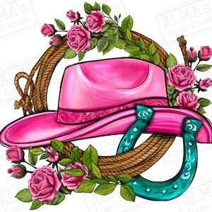 Cowgirl hat and roses png sublimation design download, Cowgirl png, Cowgirl love png, western cowgirl png, sublimate designs download