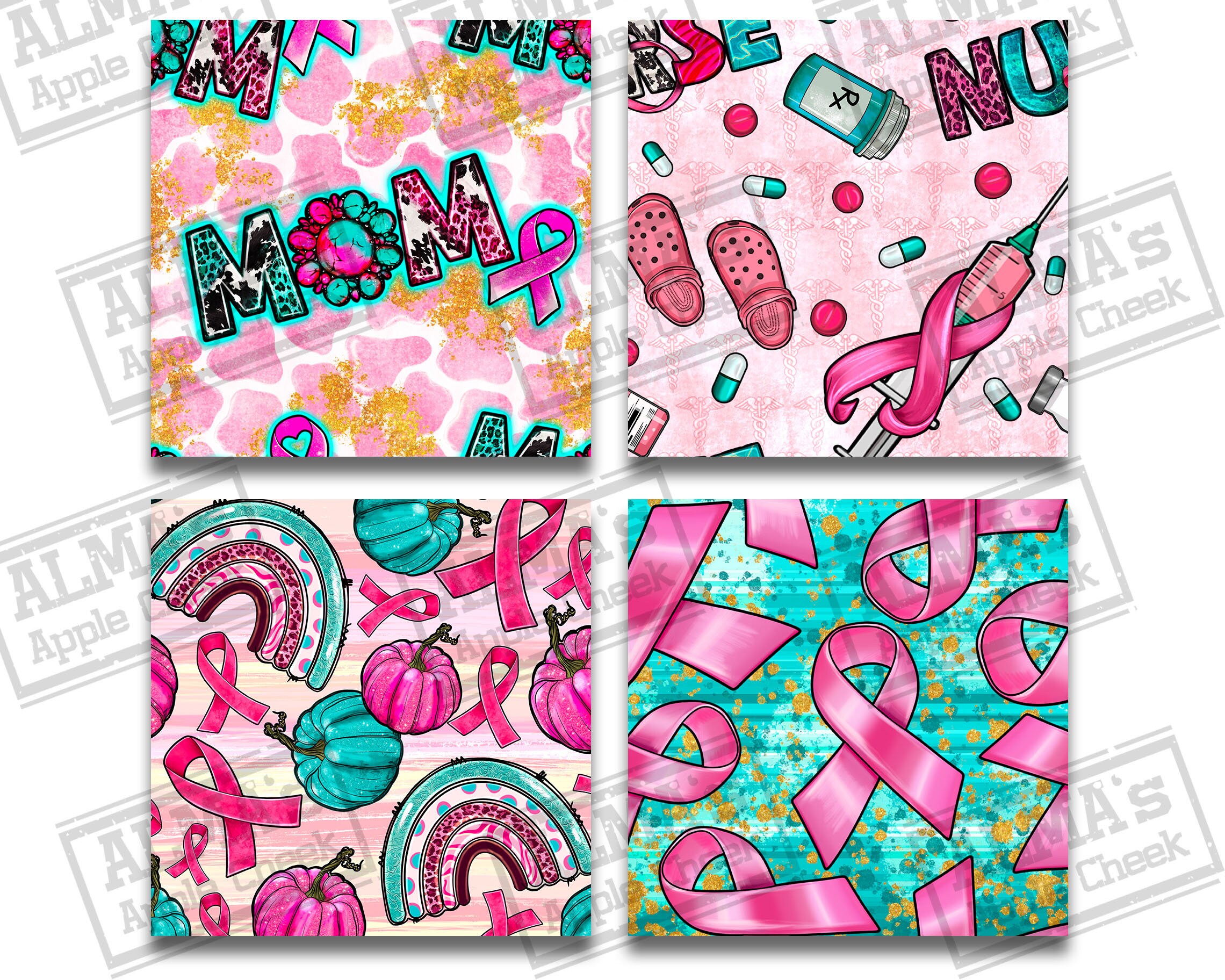 12 Digital Paper Breast Cancer Awareness Seamless Pattern Etsy