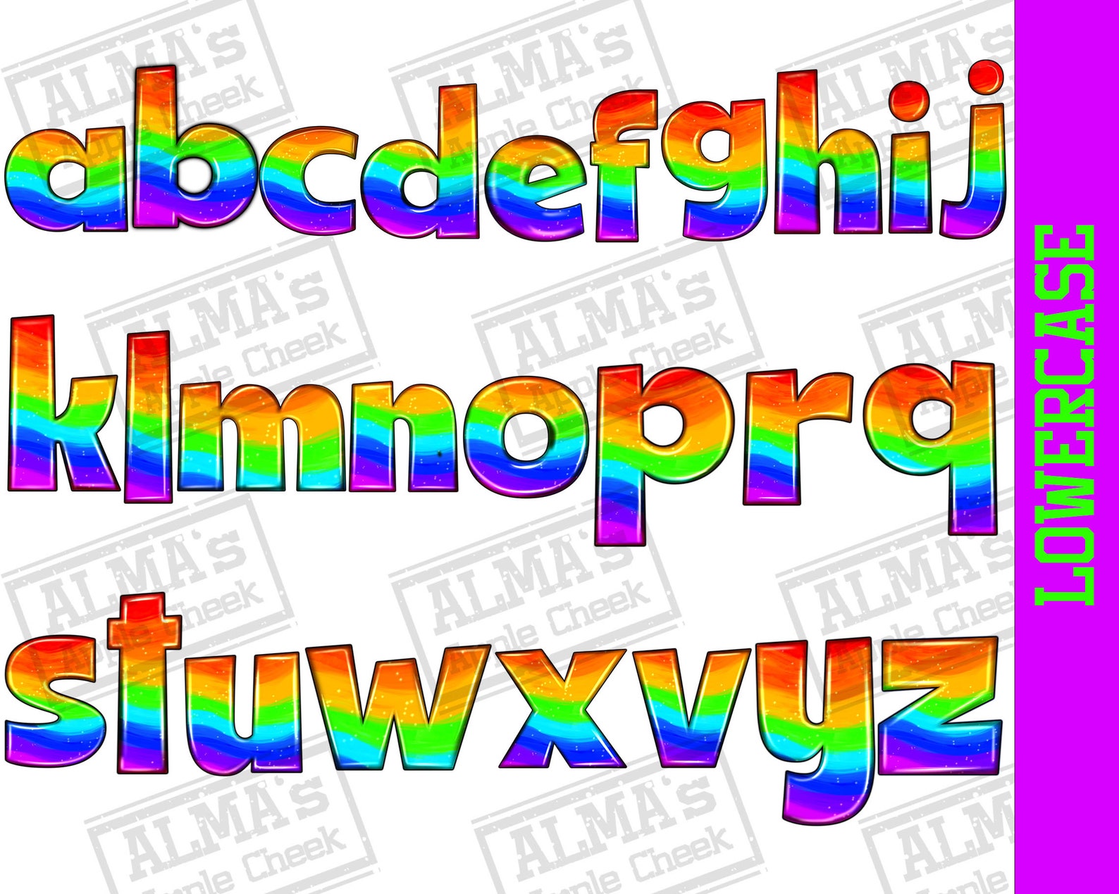 Rainbow Alphabet Png Files Bundle, Rainbow Doodle Letters Png, Rainbow ...