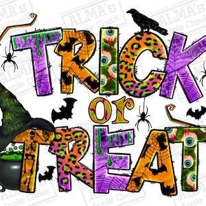 Trick or treat png sublimation design download, Halloween png, spooky vibes png, Happy Halloween png, sublimate designs download