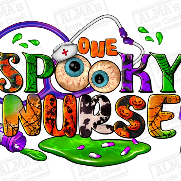 One spooky Nurse png sublimation design download, Halloween Nurse png, Nurse png, Nursing png, spooky vibes png, sublimate designs download
