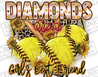 Diamonds are a girl best friend png sublimation design download, Softball game png, sport png, game day png, Softball png sublimate download