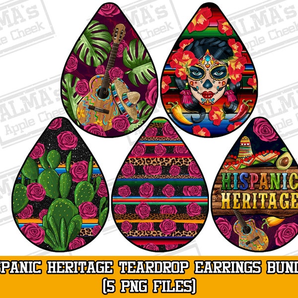Hispanic Heritage teardrop earrings png sublimation design bundle, Hispanic Heritage png, Mexican bundle png, sublimate designs download
