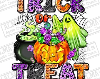 Trick or treat png sublimation design download, Halloween png, spooky vibes png, Happy Halloween png, Ghost png, sublimate designs download