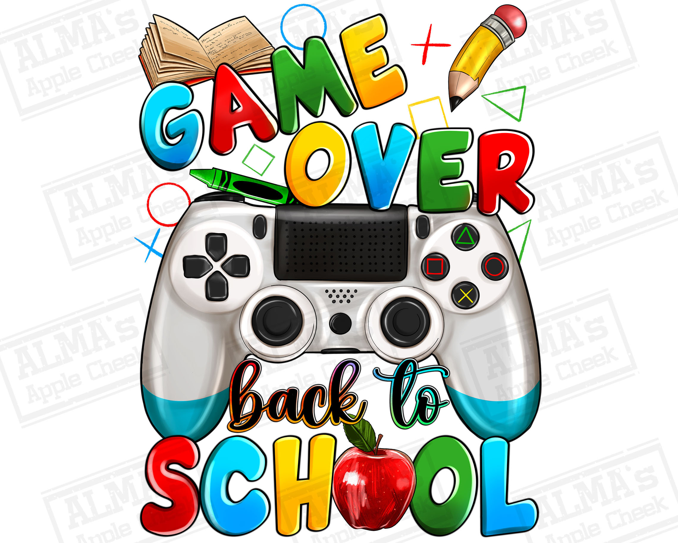 Game over back to school sublimation design download, back to school png, school love png, school life png, sublimate designs download