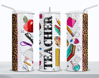 Teacher 20 oz skinny tumbler png sublimation design download, Teacher tumbler wrap png, Teacher 20 oz tumbler designs, tumbler png download