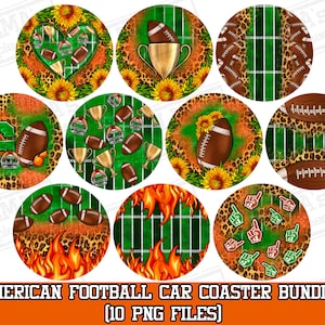 American Football car coaster png sublimation design bundle, Football game png, Football png, sport png, sublimate designs download