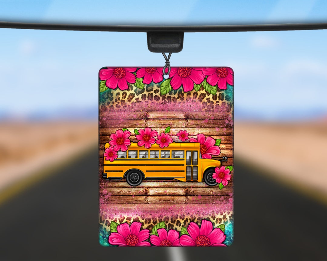 Flower School Bus Car Air Freshener Png Sublimation Design Download