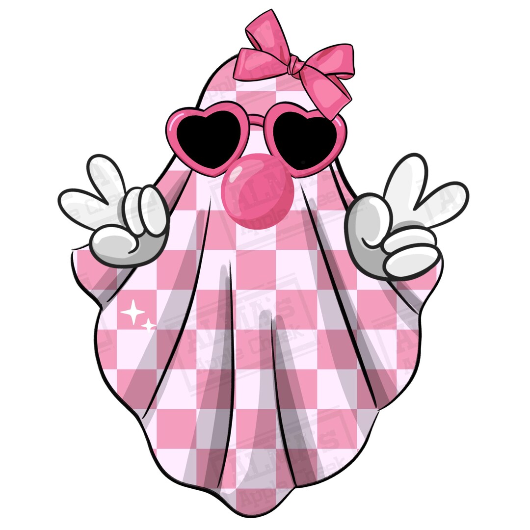 Cute Girly Ghost Blowing Bubble Png Sublimation Design Download ...