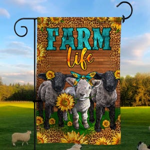 Baby sheeps farm life garden flag png sublimation design download, leopard garden flag png, western garden flag png, sublimate download