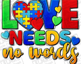 Liefde heeft geen woorden nodig png sublimatieontwerpdownload, Autism Awareness png, Autismepuzzel png, Autismeleven png, ontwerpen sublimeren downloaden