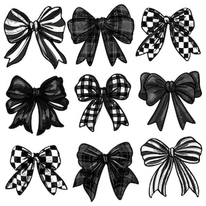 Black checkered bow dark coquette png sublimation design download, checkered coquette bow png, race day png, race png, sublimate download