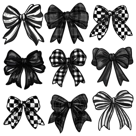 Black checkered bow dark coquette png sublimation design download, checkered coquette bow png, race day png, race png, sublimate download