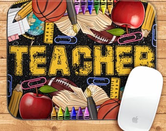 Teacher black glitter mouse pad png sublimation design download, Teachers' Day mouse pad png, teacher life mouse pad png, sublimate download