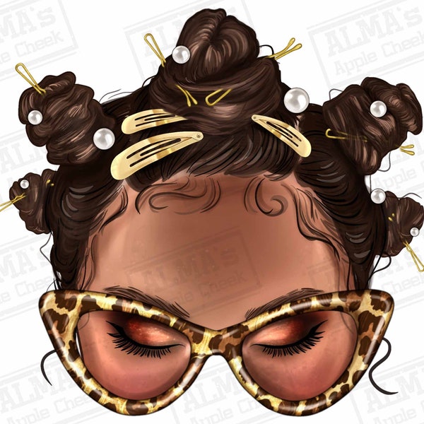 Afro bantu knots hairstyles messy bun with clasp png sublimation design download, afro messy bun png, bantu knots png, designs download