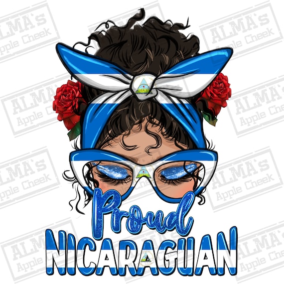 Proud Nicaraguan Latina messy bun png sublimation design download, Nicaraguan woman png, messy bun png,Latina png,sublimate designs download