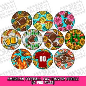 Western American Football car coaster png sublimation design bundle, Football car coaster png, American Football png, designs download