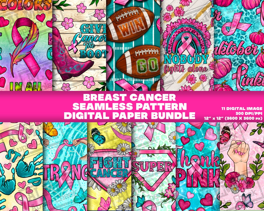 11 Digital Paper, Breast Cancer Awareness Seamless Pattern Digital