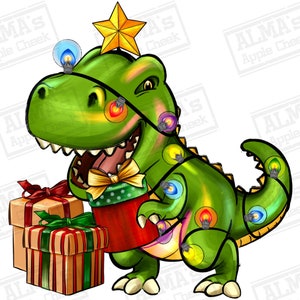 T-rex jul png sublimeringsdesign nedladdning, God Jul png, juldinosaurie png, söt dinosaurie png, sublimerade designer nedladdning