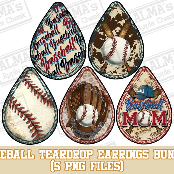 Baseball teardrop earrings png sublimation design bundle, Baseball game png, sport teardrop earrings png, game day png, sublimate download