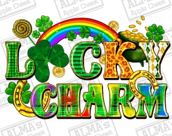 Lucky charm png sublimation design download, St. Patricks Day png, St. Patrick lucky png, western lucky png, sublimate designs download