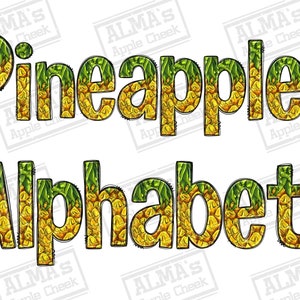 Pineapple alphabet bundle png, Pineapple doodle letters png, Pineapple letters png, Fruit Alphabet Letters png, sublimate designs download