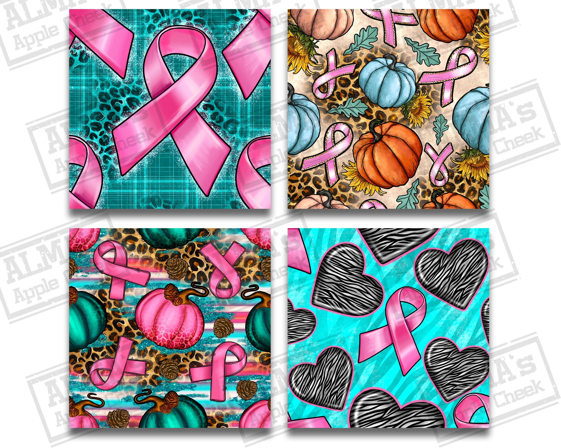 12 Digital Paper, Breast Cancer Awareness Seamless Pattern Digital ...