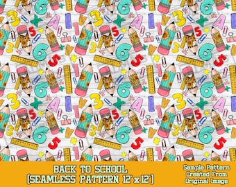 Papel digital de volta às aulas com padrão sem emenda, padrão sem emenda digital da escola png, padrão sem emenda da escola png, papel de álbum de recortes para impressão