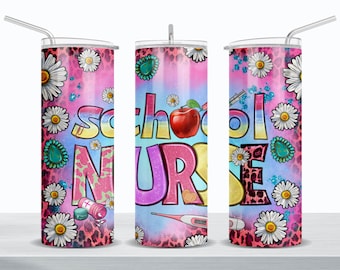 Enfermera escolar 20 oz vaso delgado png, envoltura de vaso de enfermera png, diseños de vaso de escuela 20 oz, vaso png, descarga de vaso png