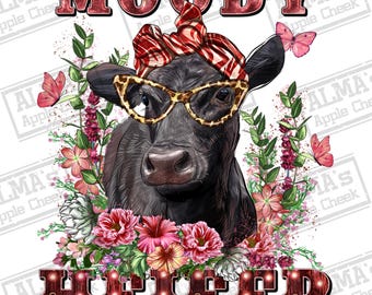 Moody heifer png sublimation design download, Valentine's Day png, Heifer png, animal png, Cow png, western Cow png, sublimate download