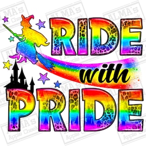 LGBTQ+ ride with Pride png sublimation design download, LGBTQ+ png, Pride png, Happy Halloween png, witch png, sublimate designs download