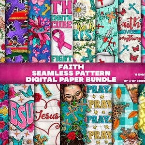 15 Digital Paper, Faith Seamless Pattern, Digital Paper Bundle Png, Christian pattern png, Printable Scrapbook Papers, Digital Paper Png