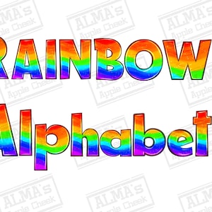 Rainbow alphabet png files bundle, rainbow doodle letters png, rainbow letters png, rainbow pattern png, sublimate designs download